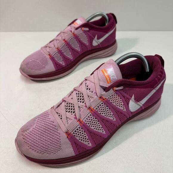 GOOD Nike Flyknit Lunar 2 Women's Running Shoes Pink Sneakers 10.5 - Picture 4 of 9